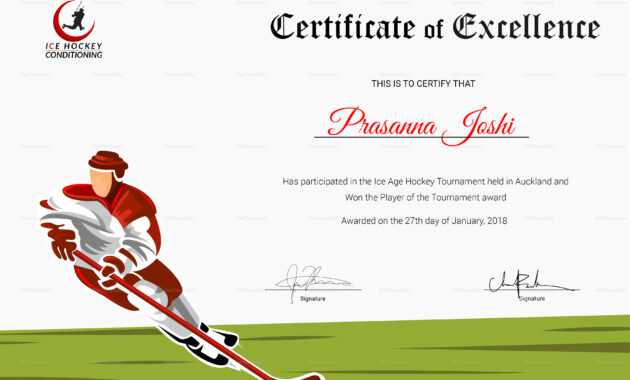 Certificate Of Hockey Performance Template throughout Hockey Certificate Templates