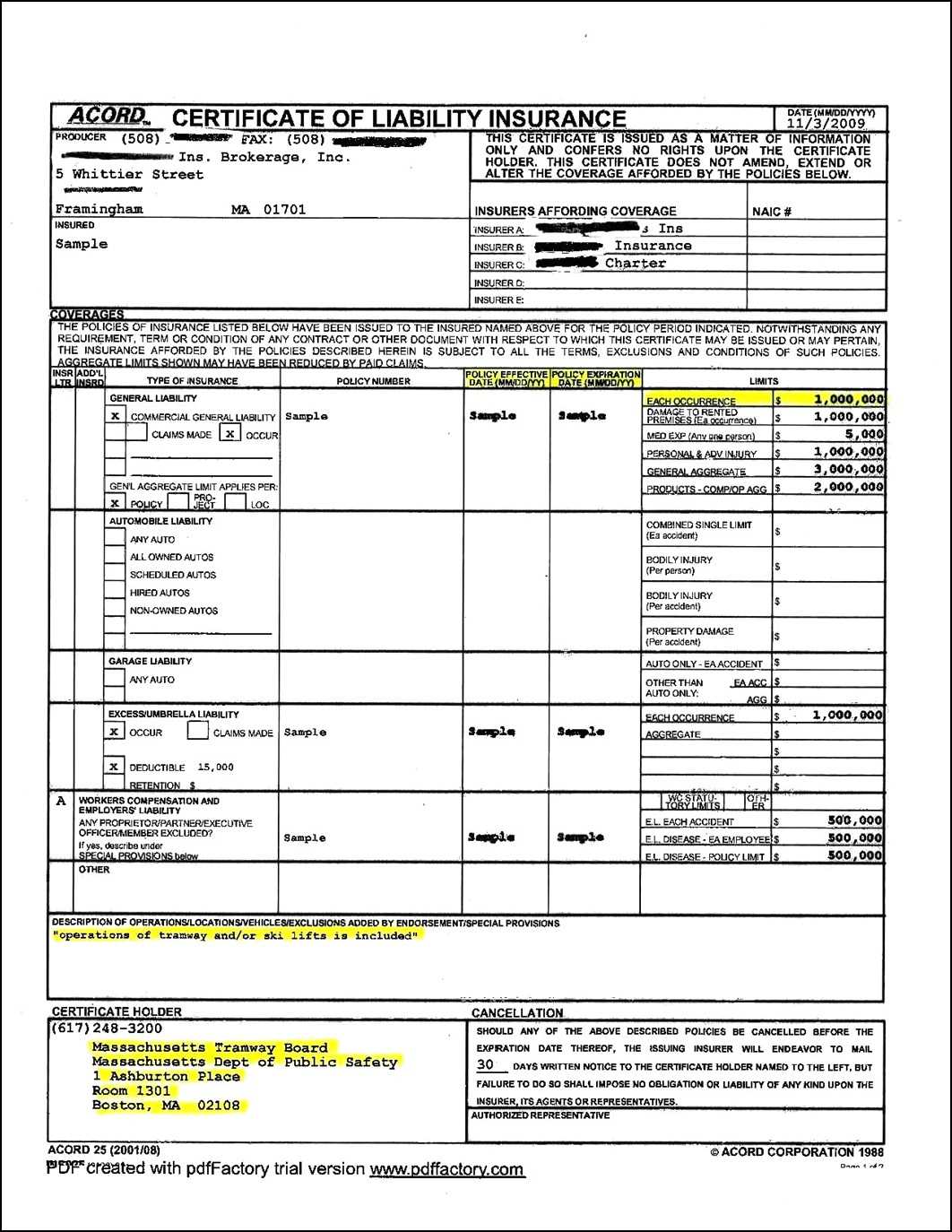 Certificate Of Liability Insurance Free Template You Will Intended For Certificate Of Liability Insurance Template