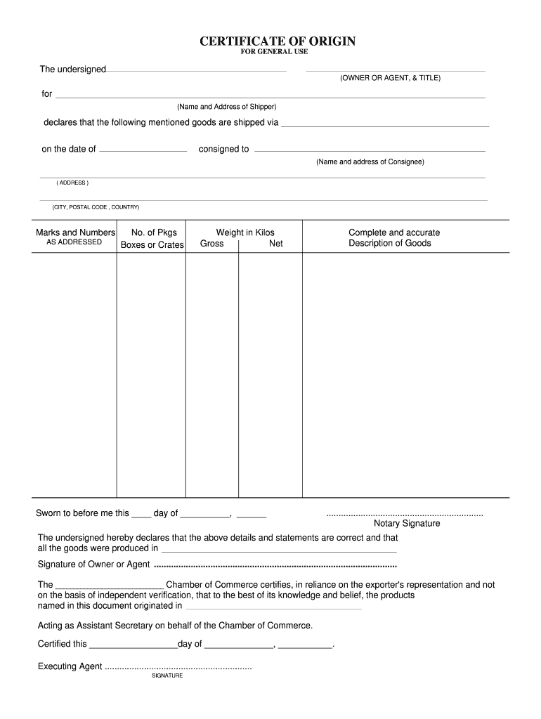 Certificate Of Origin – Fill Online, Printable, Fillable Throughout Certificate Of Origin Form Template