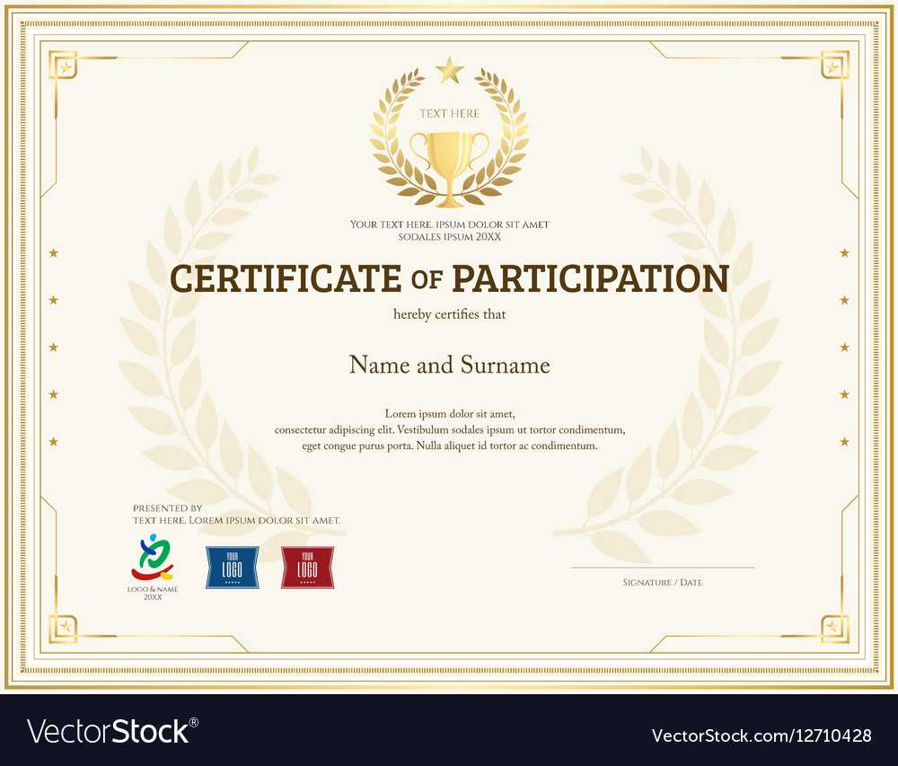Certificate Of Participation Template Gold Theme For Templates For Certificates Of Participation