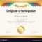 Certificate Of Participation Template With Gold in Templates For Certificates Of Participation