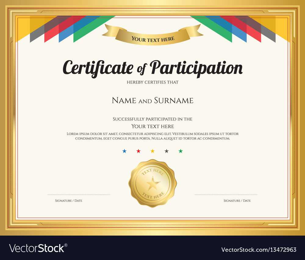 Certificate Of Participation Template With Gold With Regard To Certification Of Participation Free Template