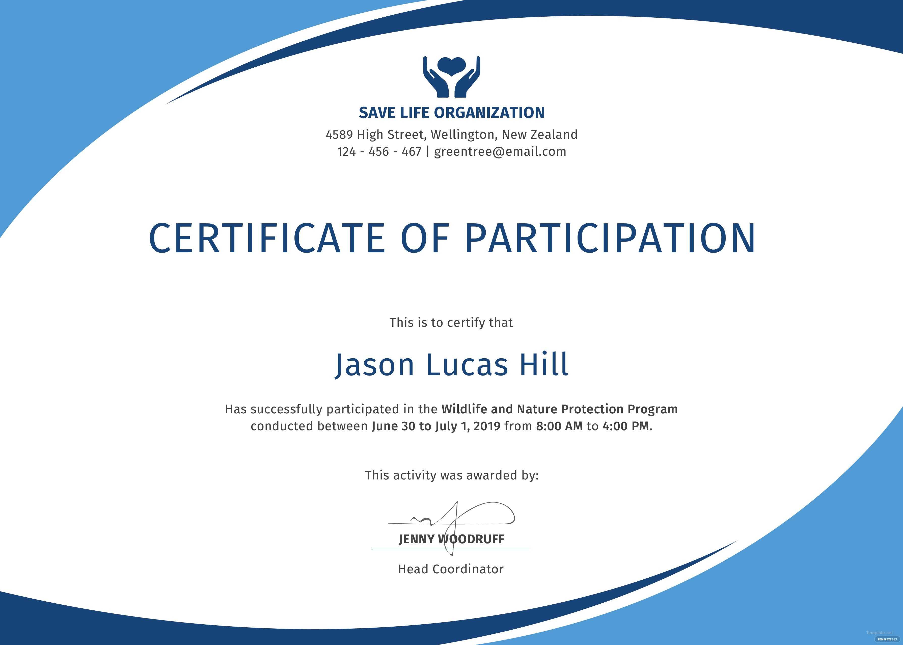 Certificate Of Participation Template Word Regarding Certification Of Participation Free Template