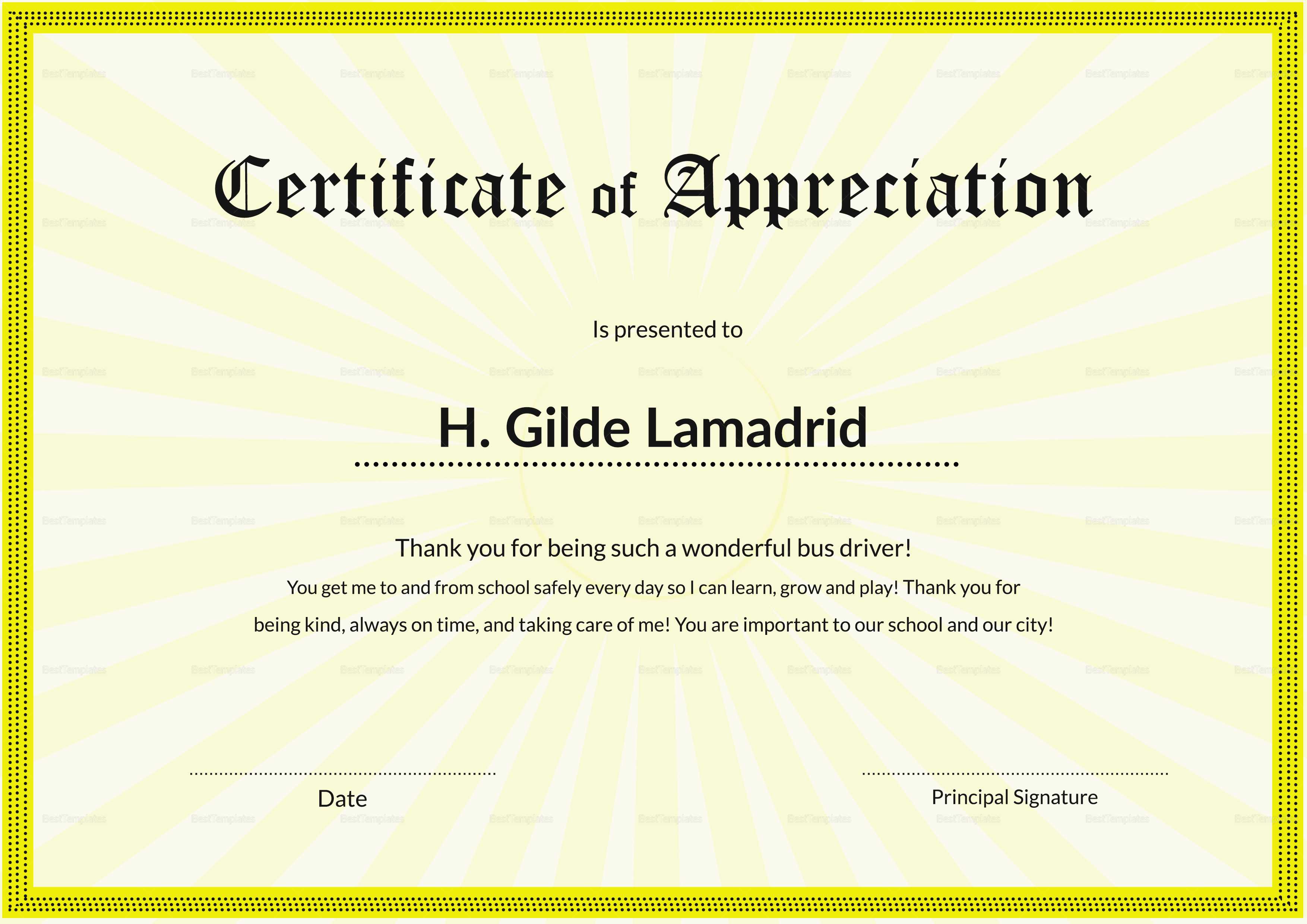 Certificate Of School Appreciation Template Pertaining To Certificate Templates For School