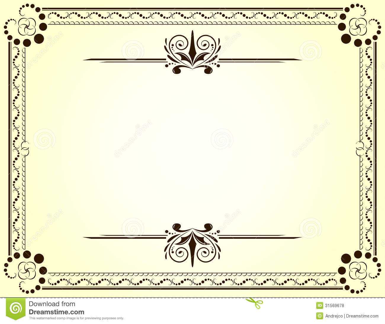 Certificate Stock Vector. Illustration Of Nobody, Frame Within Blank Certificate Templates Free Download