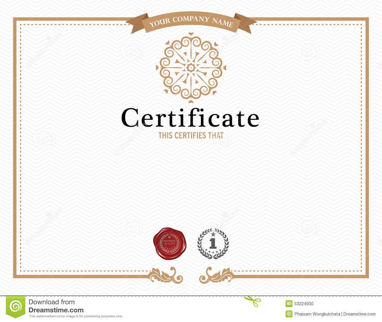 Certificate Template And Element. Stock Vector Throughout Beautiful Certificate Templates