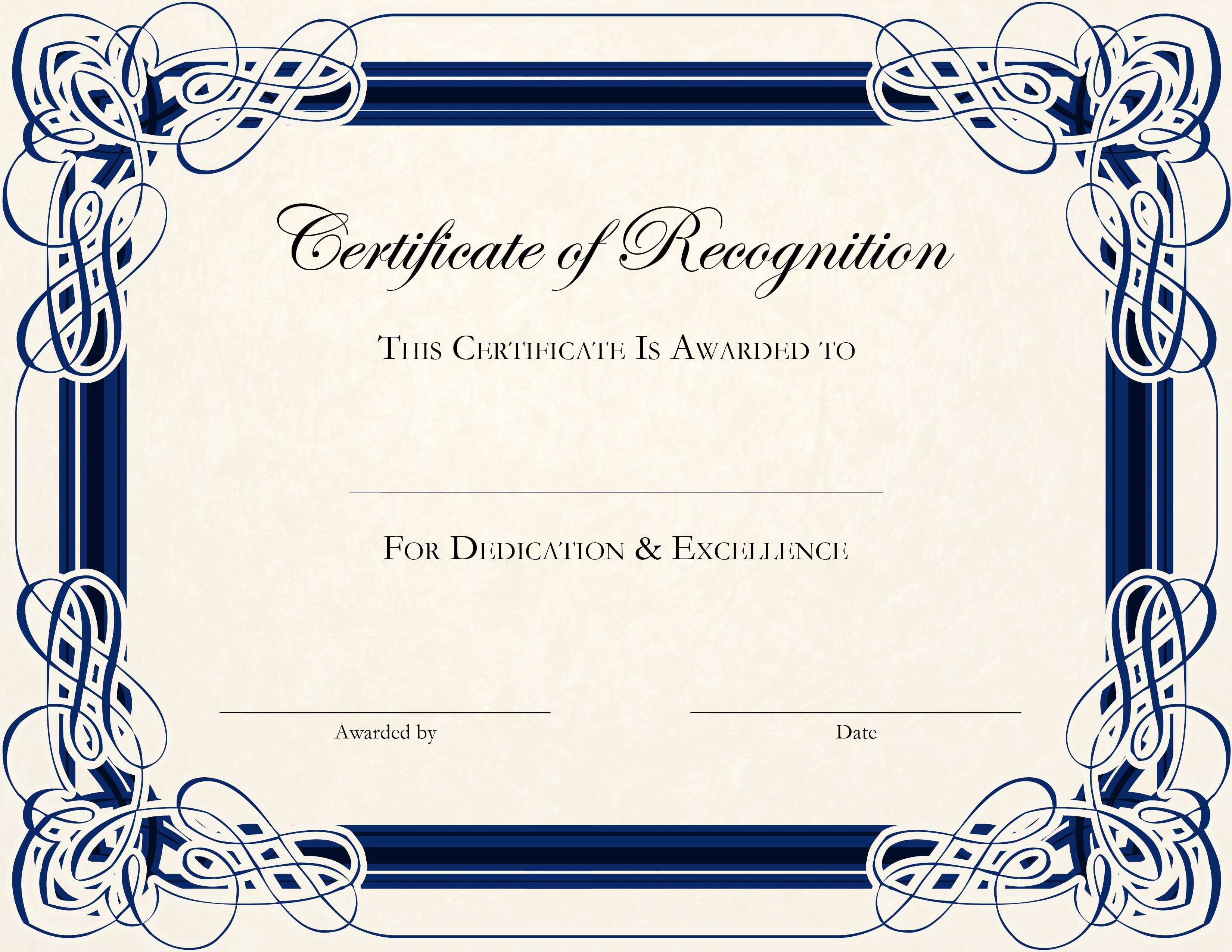 Certificate Template Designs Recognition Docs | Blankets Throughout Sample Certificate Of Recognition Template