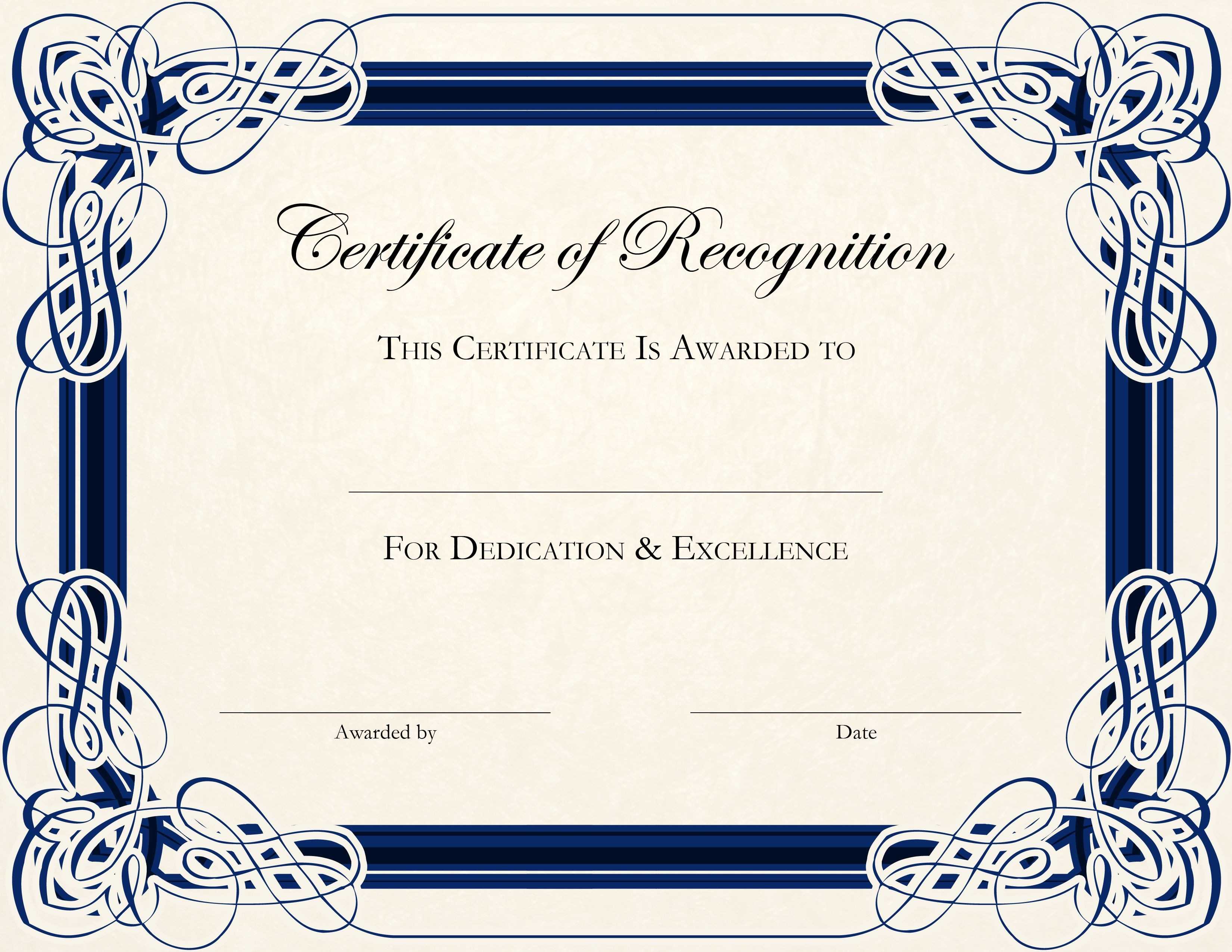 Certificate Template Designs Recognition Docs | Blankets Within Printable Certificate Of Recognition Templates Free