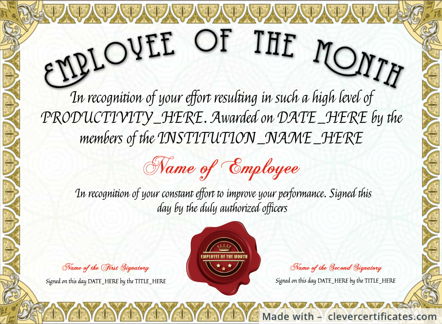 Certificate Template Employee Recognition Award Star For Funny Certificates For Employees Templates