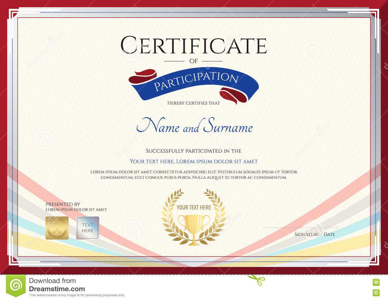 Certificate Template For Achievement, Appreciation Or Within Conference Participation Certificate Template