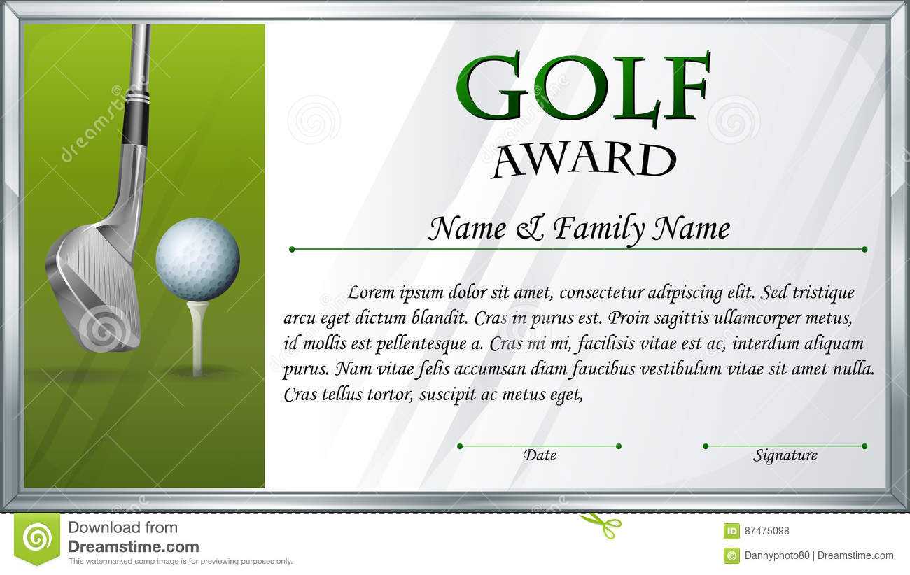 Certificate Template For Golf Award Stock Vector In Golf Gift Certificate Template