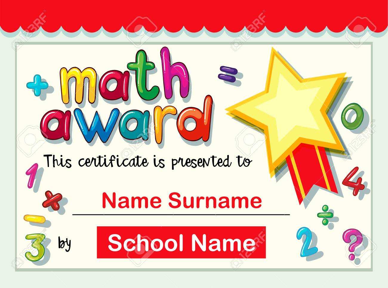 Certificate Template For Math Award Illustration With Math Certificate Template