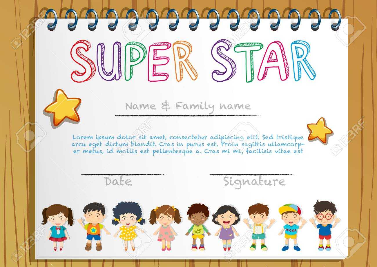 Certificate Template For Super Star Illustration For Star Certificate Templates Free