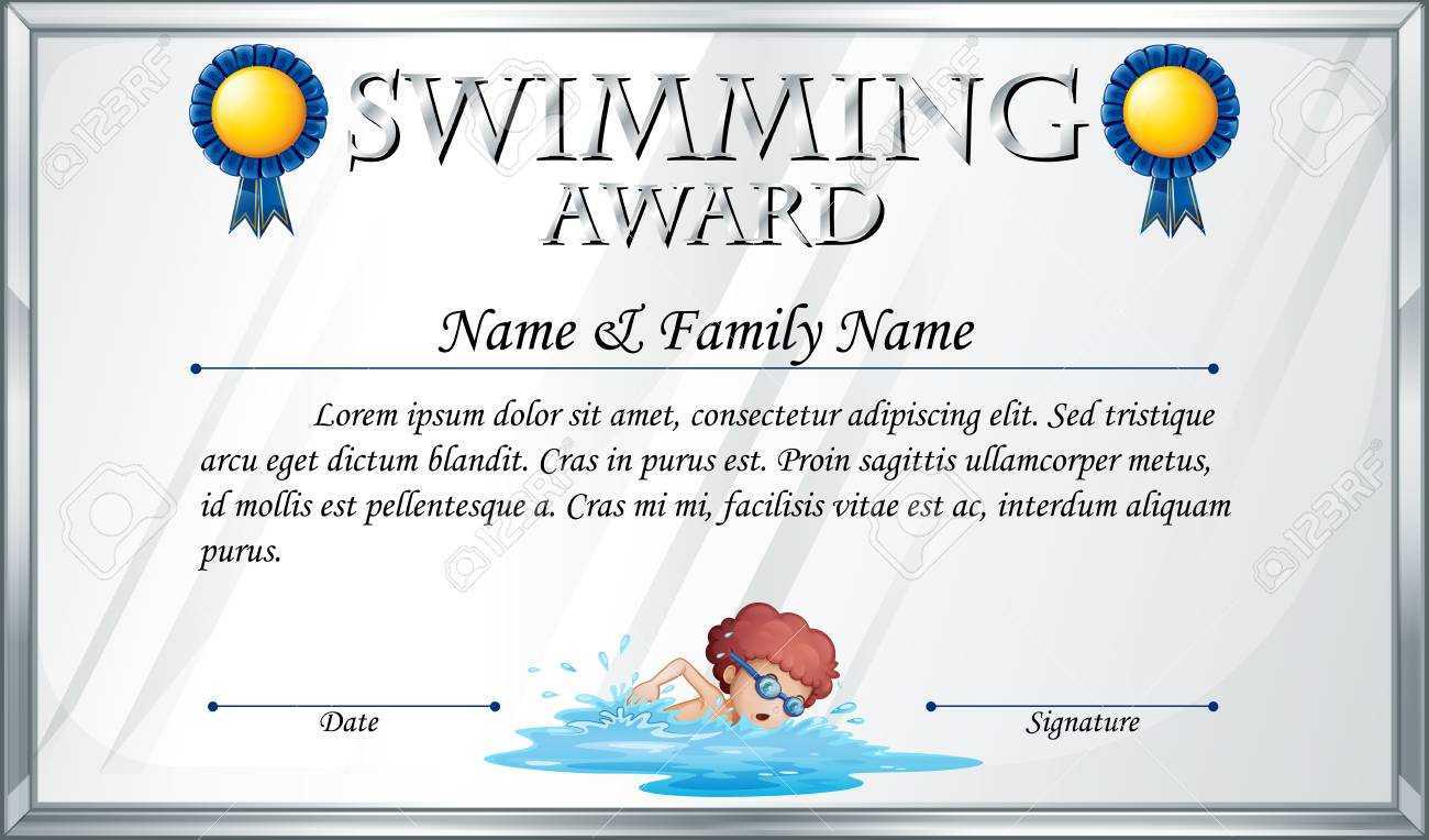 Certificate Template For Swimming Award Illustration Inside Swimming Certificate Templates Free