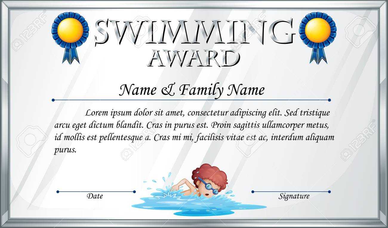 Certificate Template For Swimming Award Illustration Regarding Free Swimming Certificate Templates