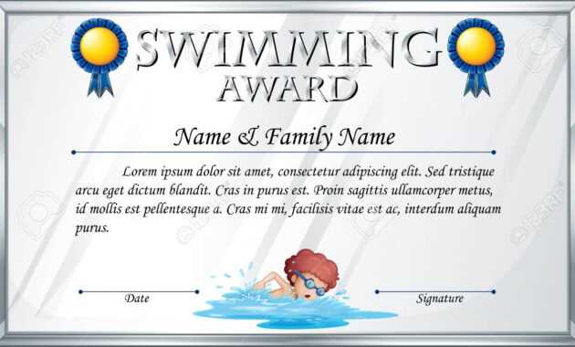 Certificate Template For Swimming Award Illustration regarding Swimming Award Certificate Template