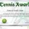 Certificate Template For Tennis Award Stock Vector Intended For Tennis Certificate Template Free