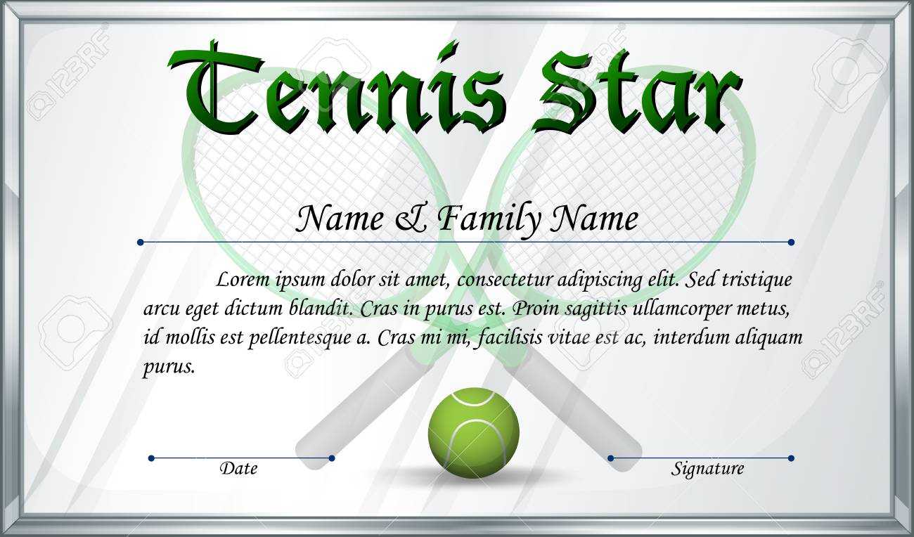 Certificate Template For Tennis Star Illustration Inside Tennis Certificate Template Free