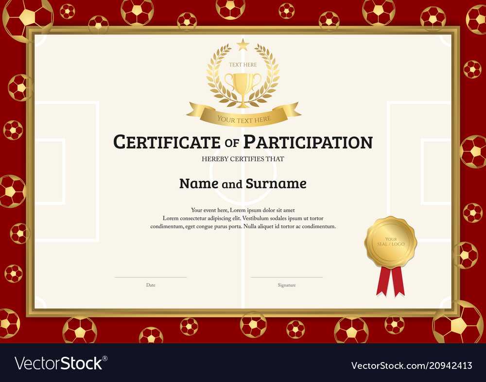 Certificate Template In Football Sport Theme With Within Football Certificate Template