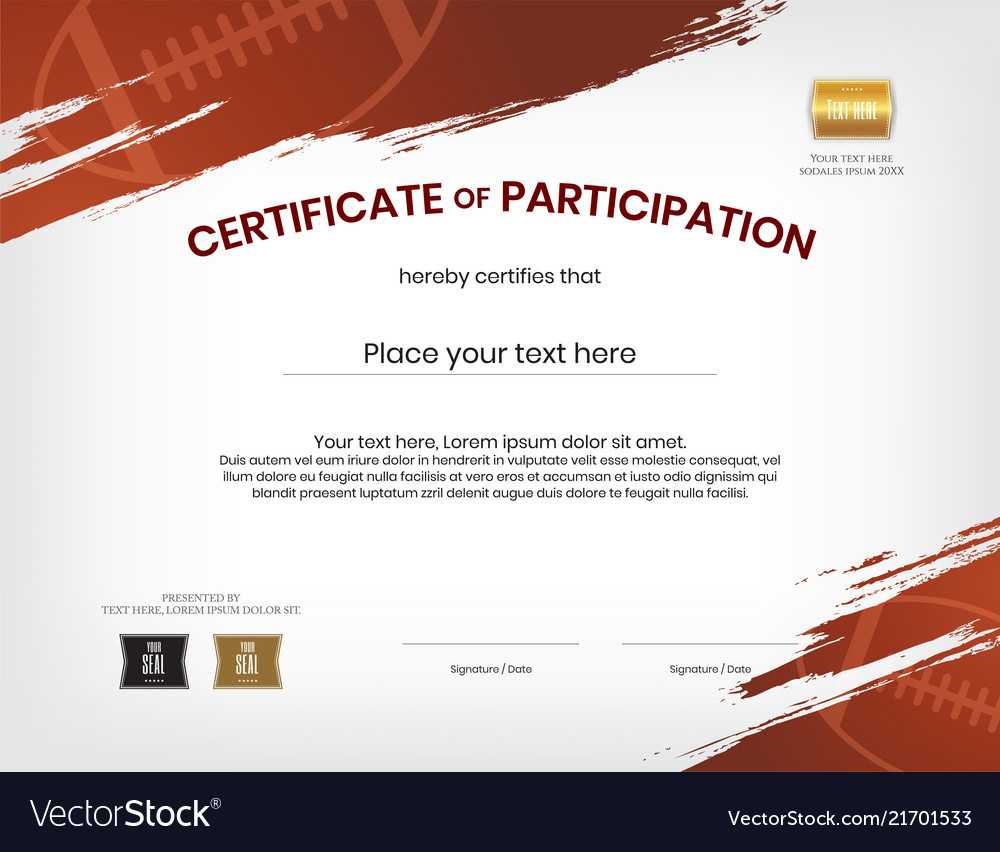 Certificate Template In Rugby Sport Theme With Vector Image Within Rugby League Certificate Templates