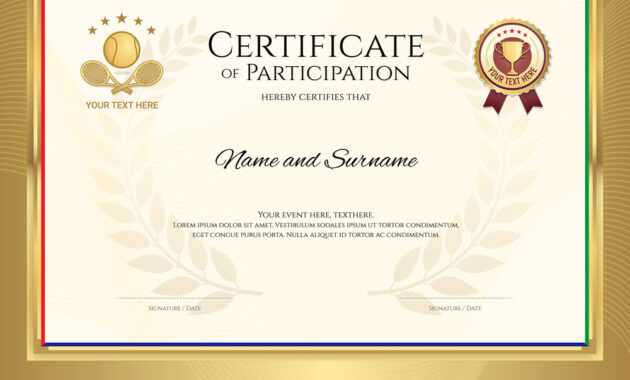Certificate Template In Tennis Sport Theme With with regard to Tennis Gift Certificate Template