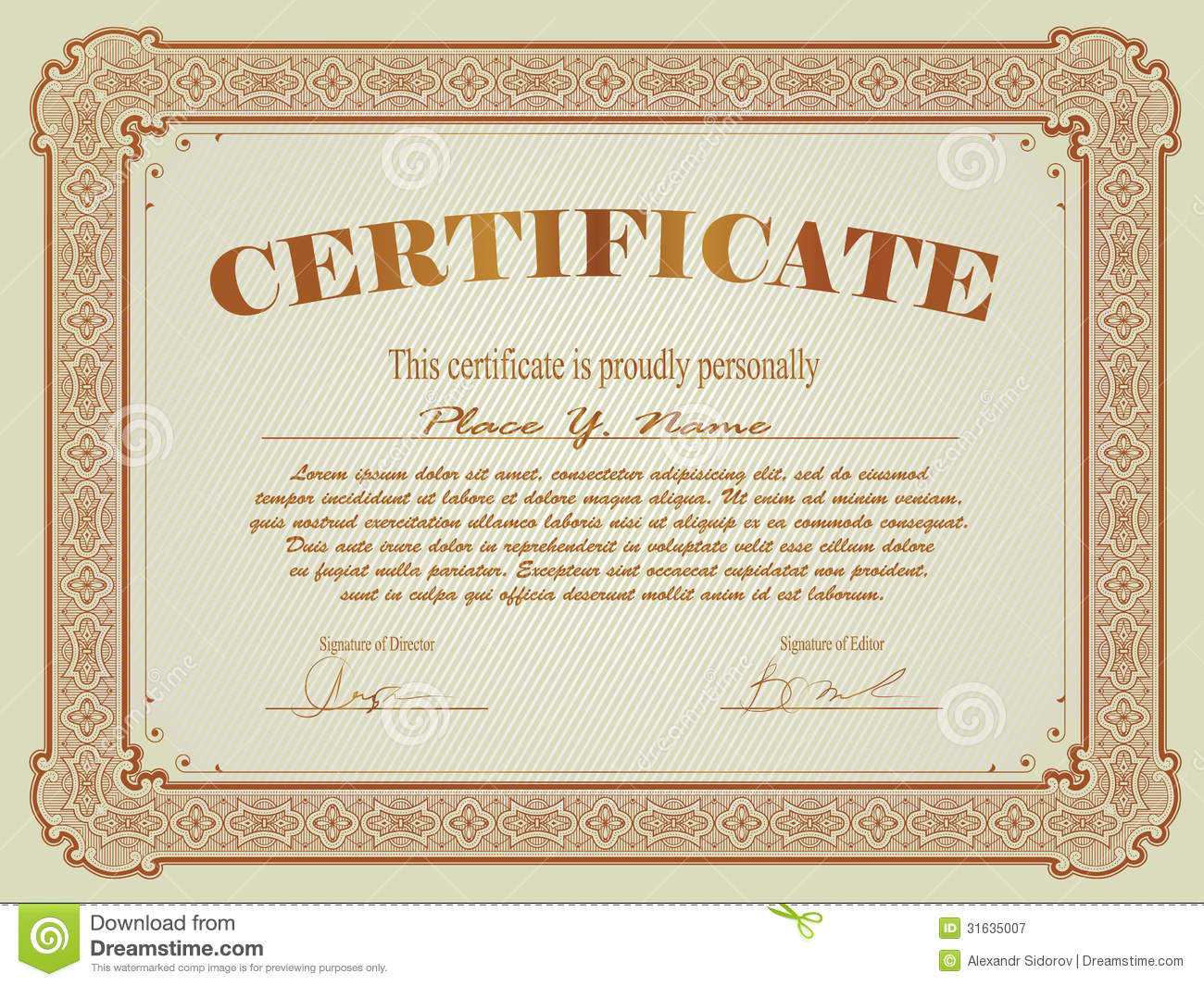 Certificate Template Stock Vector. Illustration Of Market With Free Stock Certificate Template Download