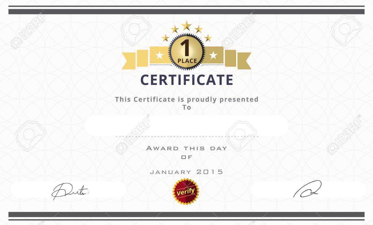 Certificate Template With First Place Concept. Certificate Border.. With First Place Certificate Template