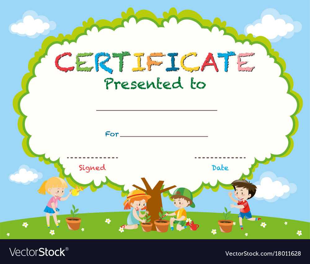 Certificate Template With Kids Planting Trees Inside Free Kids Certificate Templates