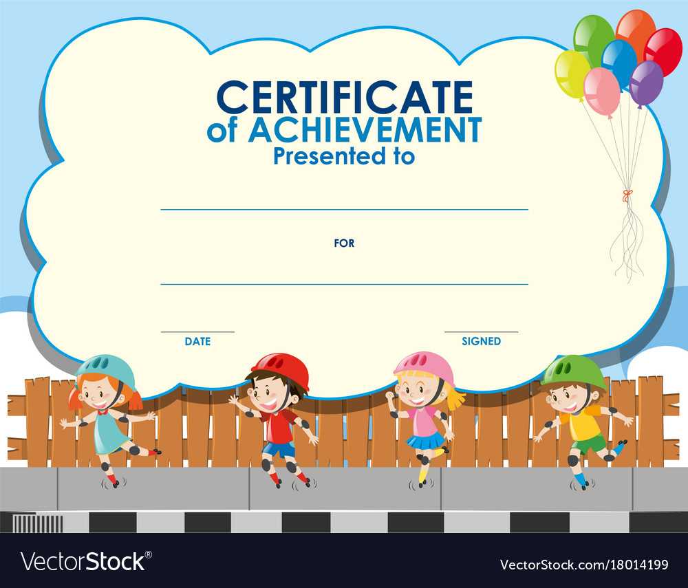 Certificate Template With Kids Skating Throughout Free Kids Certificate Templates