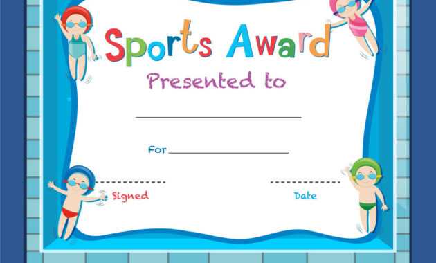 Certificate Template With Kids Swimming regarding Free Swimming Certificate Templates