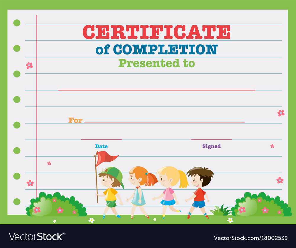 Certificate Template With Kids Walking In The Park Intended For Walking Certificate Templates