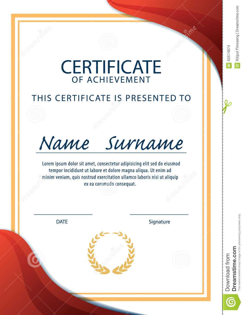 Certificate Template,diploma,a4 Size ,vector Stock Vector Throughout Certificate Template Size