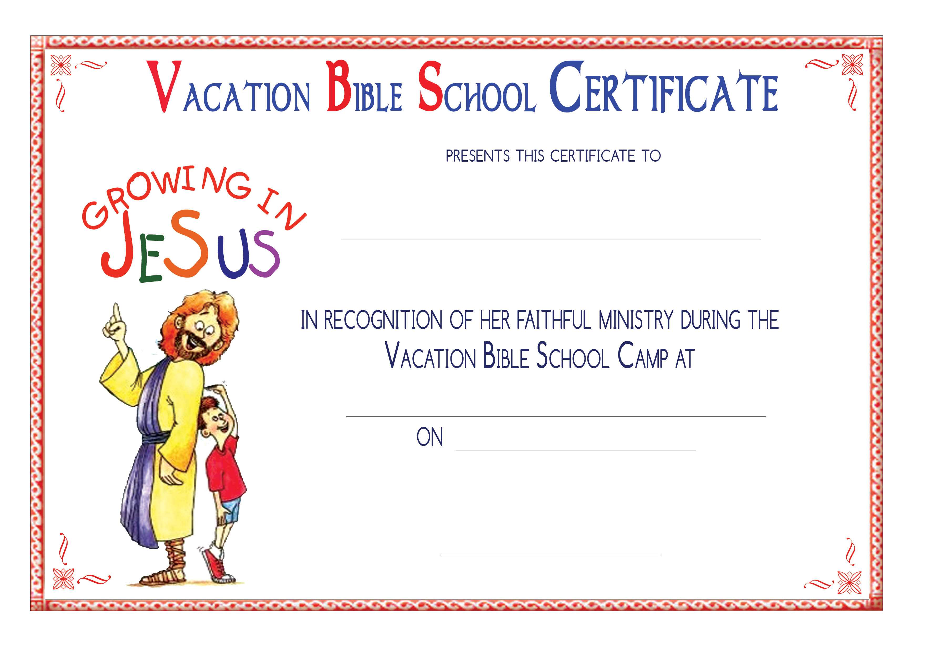 Certificate Templates: 5 Best Images Of Printable Vbs For Free School Certificate Templates