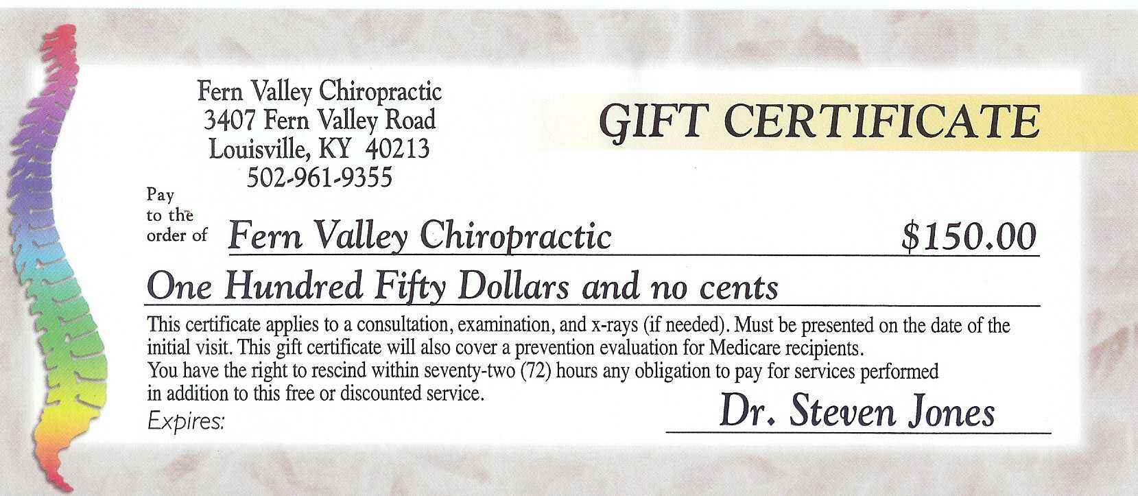 Certificate Templates: Chiropractic Gift Certificate Inside Chiropractic Travel Card Template