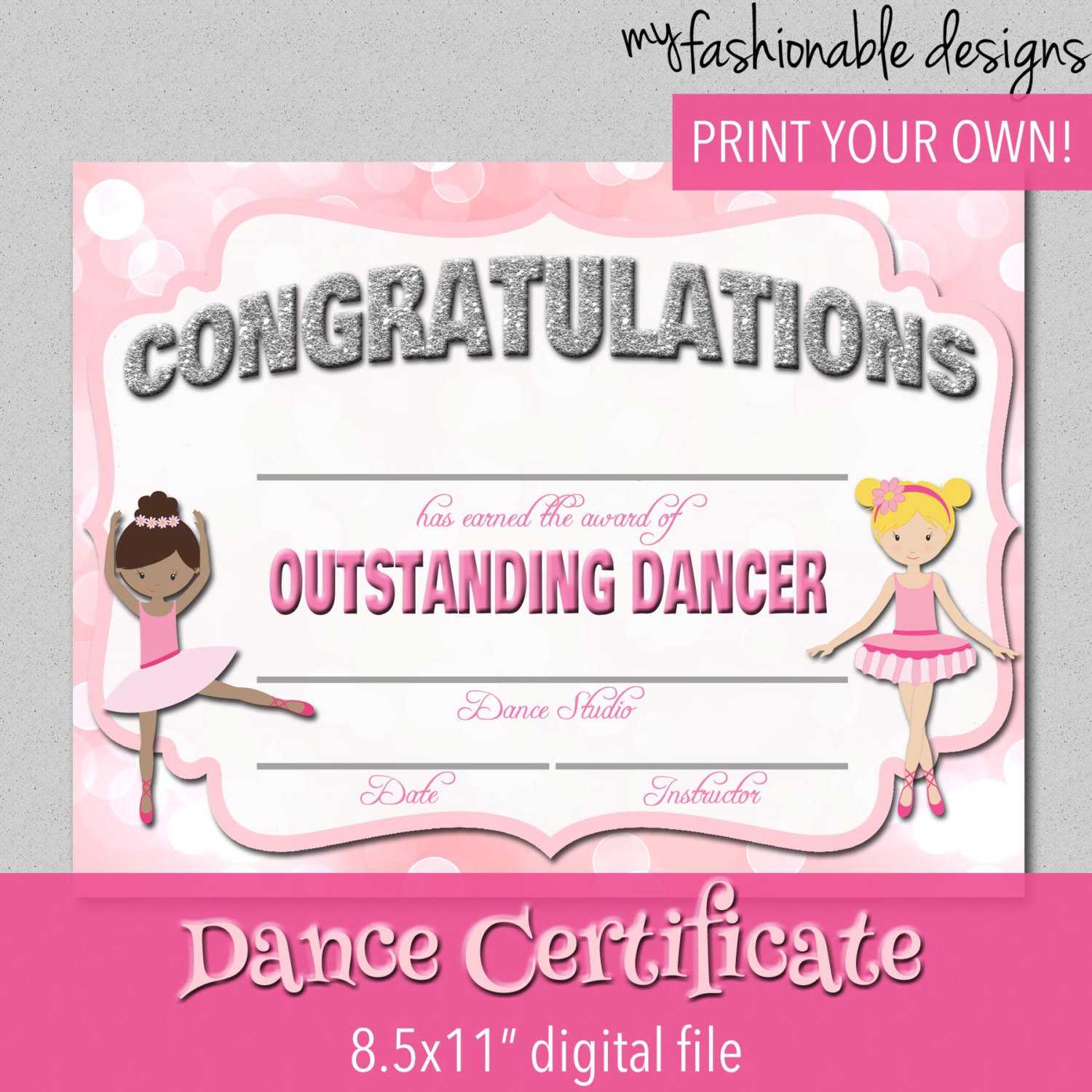 Certificate Templates: Free Dance Certificate Template In Dance Certificate Template