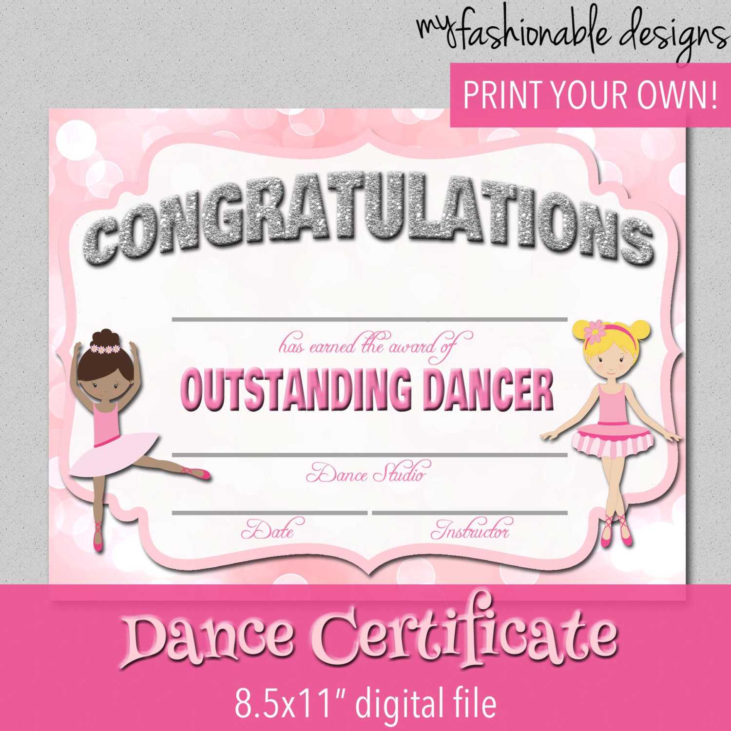 Certificate Templates: Free Dance Certificate Template In Dance Certificate Template