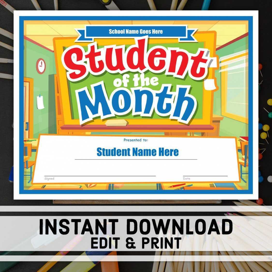 Certificate Templates: Free Student Of The Month With Free Printable Student Of The Month Certificate Templates