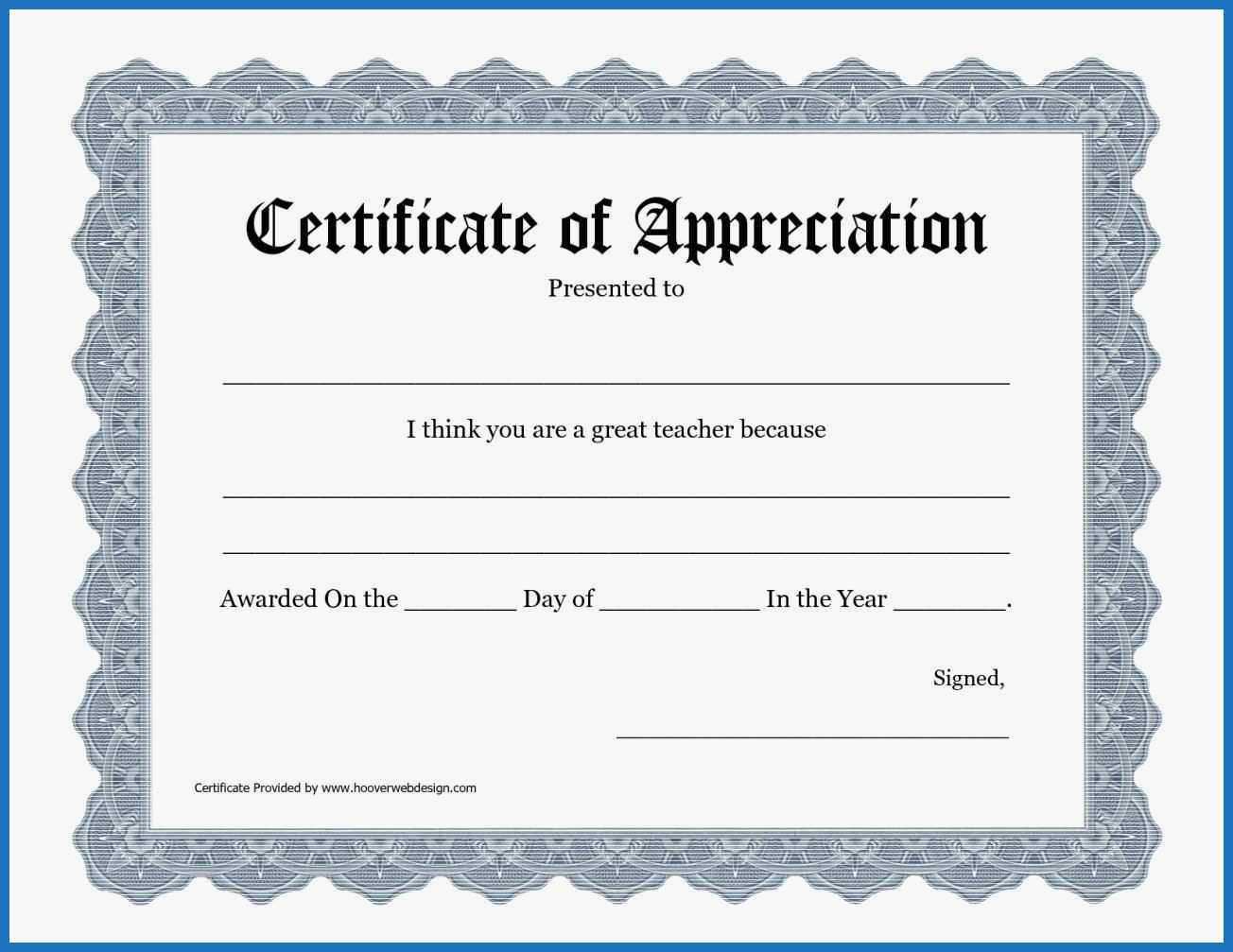 Certificate Templates: Free Template Certificate Of Appreciation Throughout Certificate Of Appreciation Template Free Printable