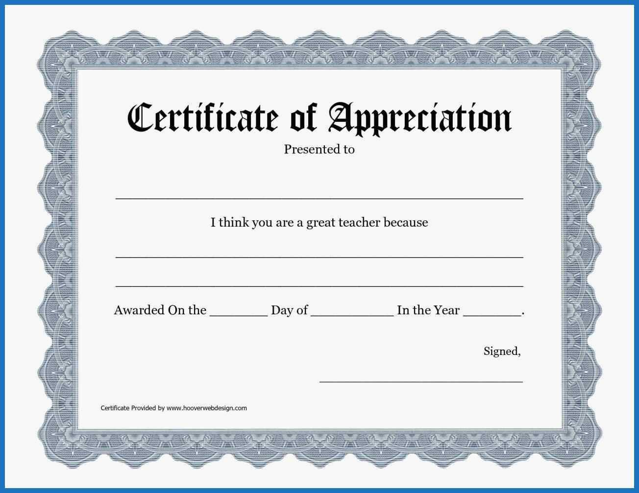 Certificate Templates: Free Template Certificate Of Appreciation Within Free Template For Certificate Of Recognition