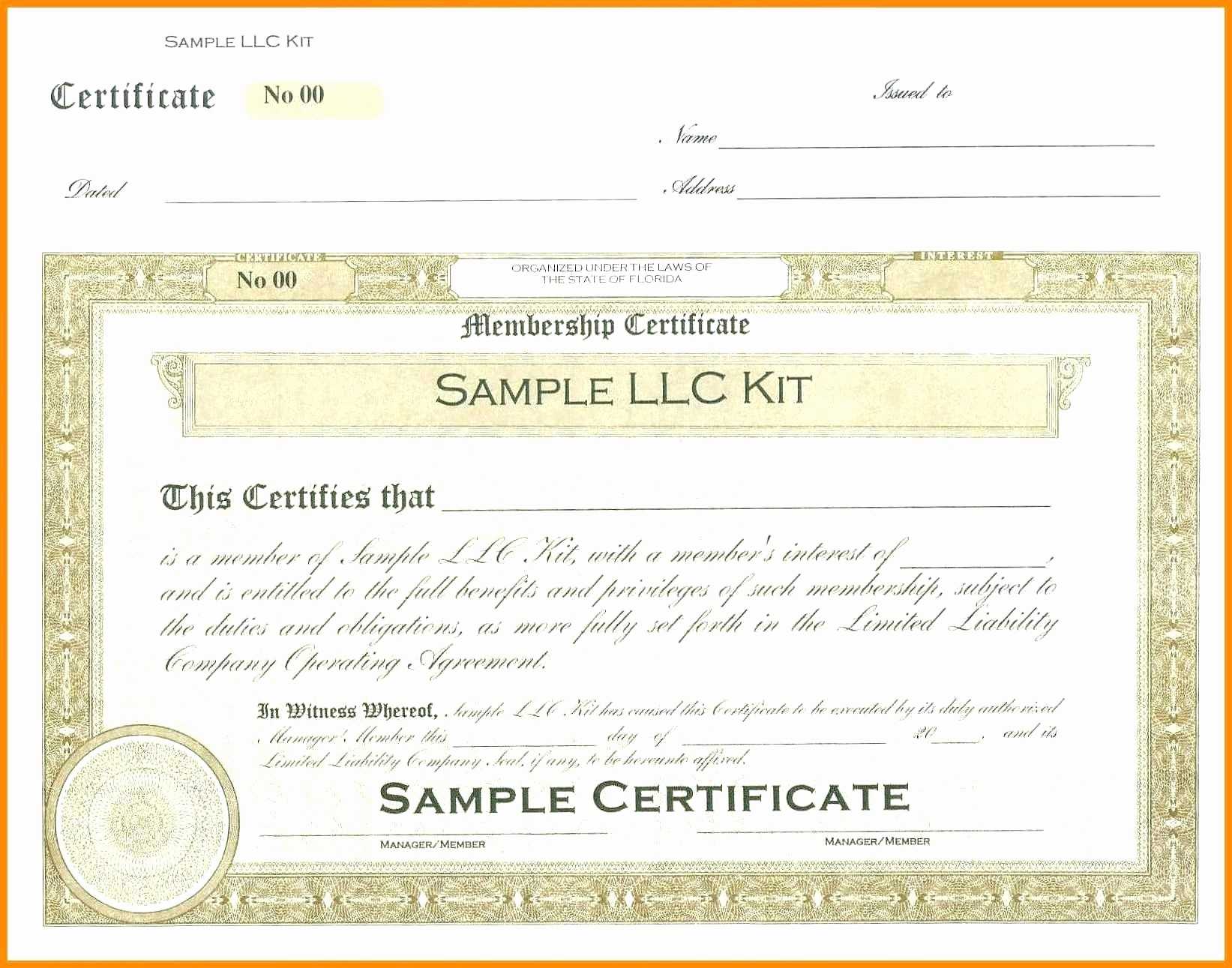 Certificate Templates: Llc Membership Certificate Templates Free Within New Member Certificate Template
