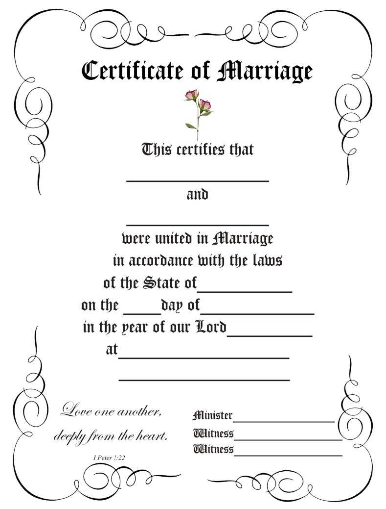 Certificate Templates: Marriage Certificate Template California Pertaining To Blank Marriage Certificate Template