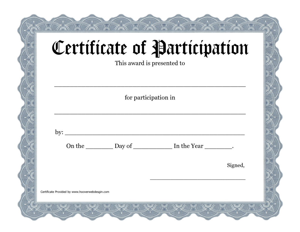 Certificate Templates: Workshop Participation Certificate Regarding Certificate Of Participation Word Template