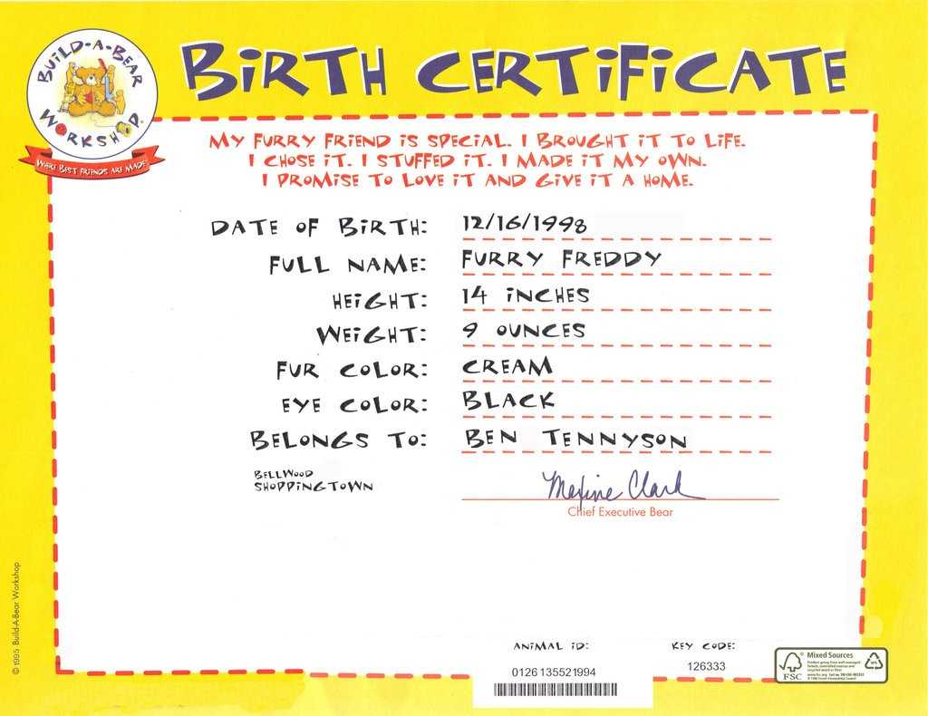 Certificates: Astonishing Build A Bear Certificate Template For Build A Bear Birth Certificate Template
