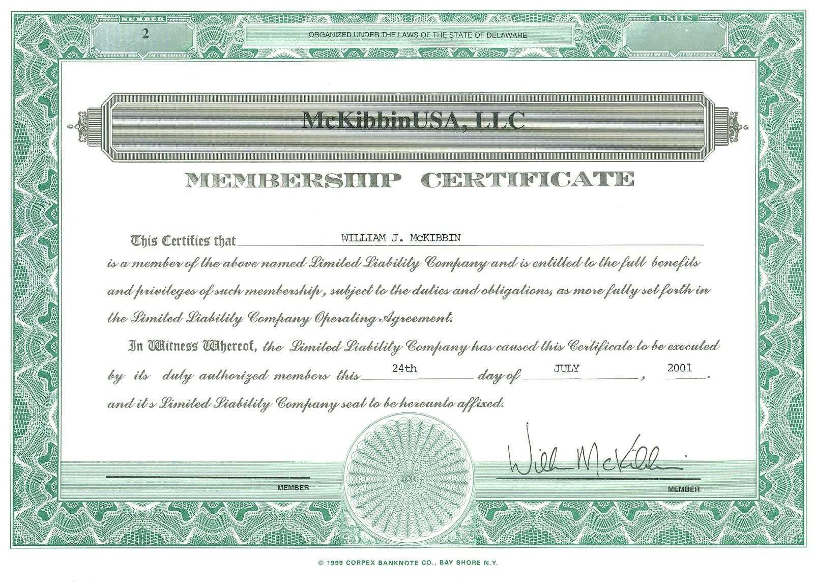 Certificates: Awesome Llc Membership Certificate Template Throughout Llc Membership Certificate Template