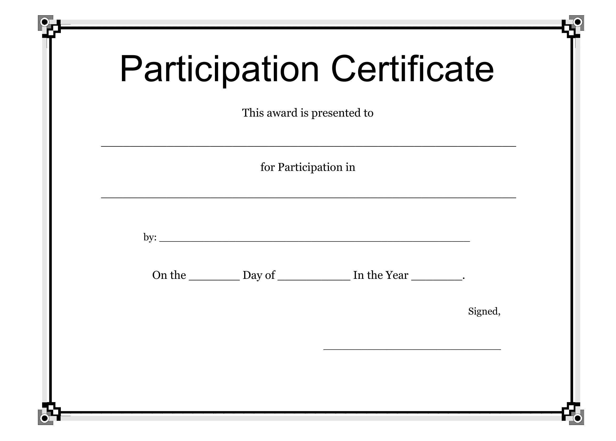 Certificates. Best Certificate Of Participation Template Intended For Certification Of Participation Free Template