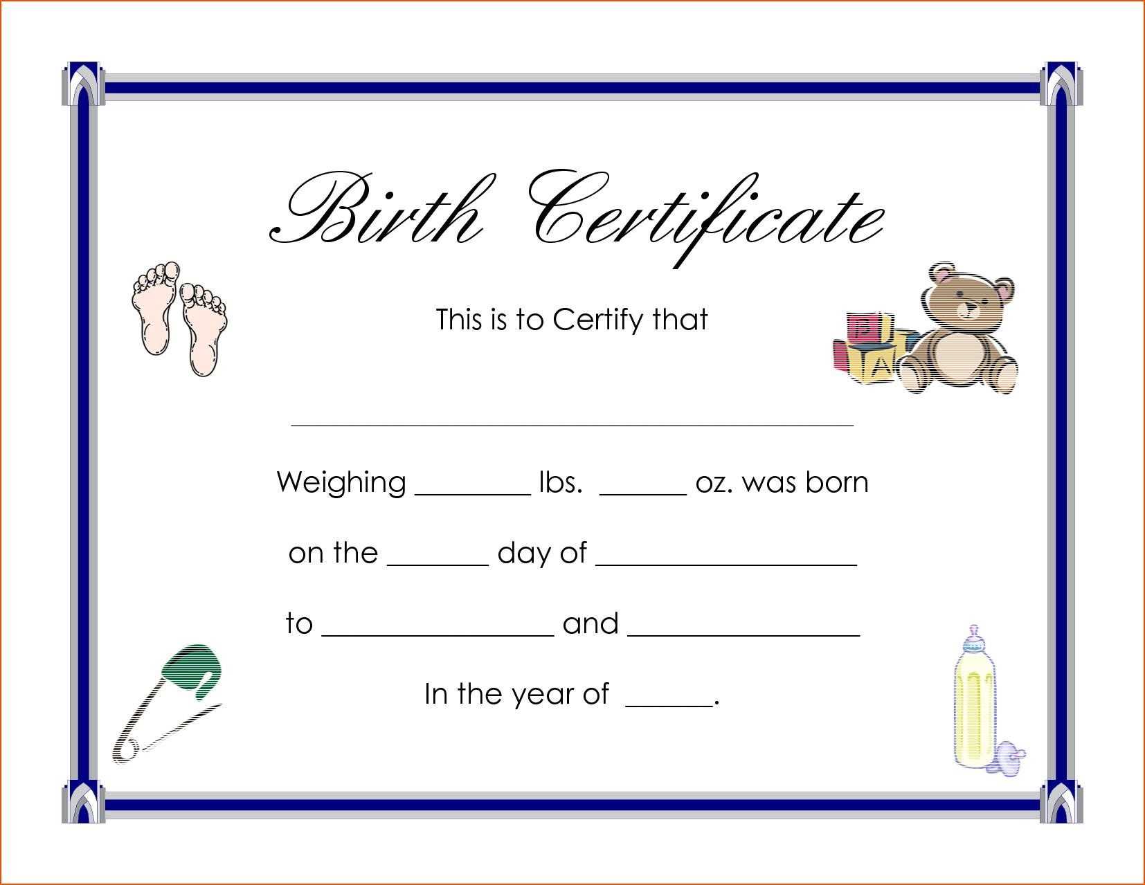 Certificates. Breathtaking Birth Certificate Template In Birth Certificate Fake Template