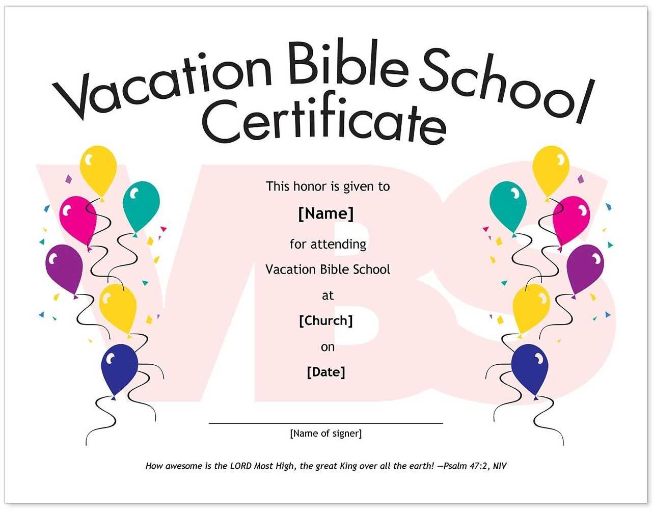 Certificates. Breathtaking Vbs Certificate Template Ideas Throughout Vbs Certificate Template