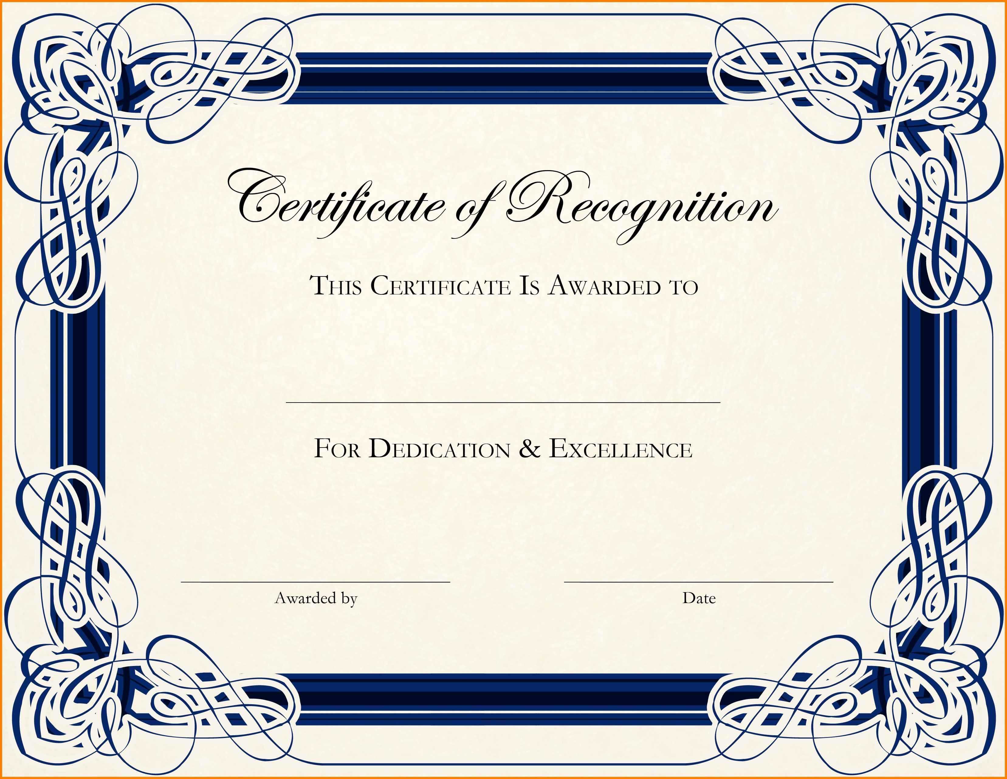 Certificates: Captivating Basic Certificate Template Sample Intended For Template For Certificate Of Appreciation In Microsoft Word