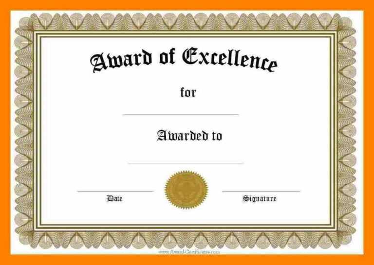 Blank Award Certificate Templates Word