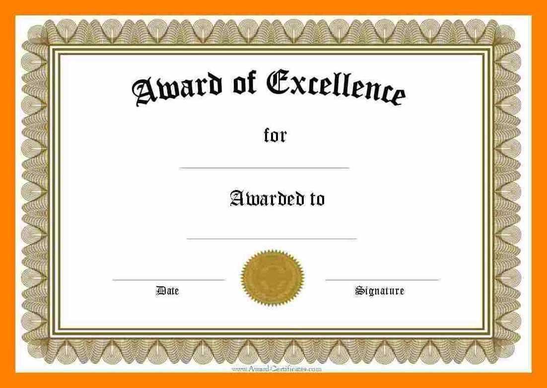 Certificates: Captivating Certificate Template Word Ideas In Blank Award Certificate Templates Word